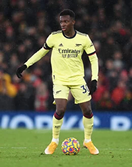 Manchester United v Arsenal 2020-21 Collection: Arsenal's Eddie Nketiah Faces Off Against Manchester United at Old Trafford (Premier League 2020-21)
