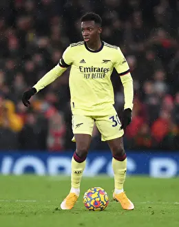 Manchester United V Arsenal 2020-21 Prints: Arsenal's Eddie Nketiah Faces Off Against Manchester United at Old Trafford (Premier League 2020-21)