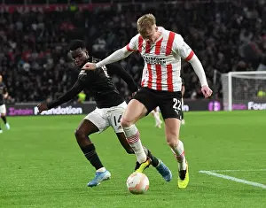 Arsenal's Eddie Nketiah Faces Off Against PSV's Jarrad Branthwaite in Europa League Clash
