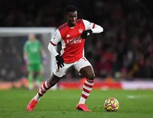 Arsenal's Eddie Nketiah Fights for Possession Against Wolverhampton Wanderers in the Premier League