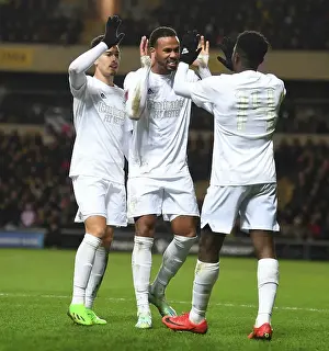 Arsenal's Eddie Nketiah and Gabriel Martinelli Celebrate FA Cup Goals vs Oxford United