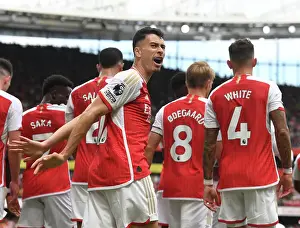 Arsenal's Eddie Nketiah and Gabriel Martinelli Celebrate First Goal vs. Nottingham Forest (2023-24)