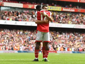 Arsenal V Sevilla - Emirates Cup 2022 Prints: Arsenal's Eddie Nketiah and Gabriel Martinelli Celebrate Sixth Goal vs Sevilla in Emirates Cup 2022