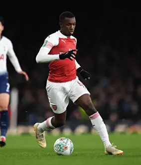 Arsenal V Tottenham Hotspur Carabao Cup 2018-19 Prints: Arsenal's Eddie Nketiah Goes Head-to-Head with Tottenham in Carabao Cup Showdown