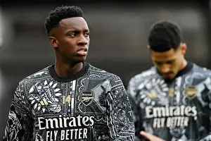 Arsenal's Eddie Nketiah in Pre-Match Warm-Up at Fulham (2023-24)