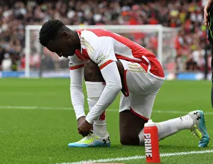 Arsenal V Tottenham Hotspur 2023-24 Prints: Arsenal's Eddie Nketiah Readies for Battle Against Tottenham in 2023-24 Premier League Clash
