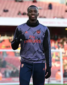 Arsenal's Eddie Nketiah Readies for Kick-off Against Sheffield United (Premier League, January 2020)