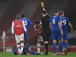 Arsenal V Leicester City 2019-20 Prints: Arsenal's Eddie Nketiah Receives Yellow Card vs Leicester City (2019-20)