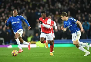 Everton V Arsenal 2020-21 Prints: Arsenal's Eddie Nketiah Scores Past Everton's Coleman and Iwobi (December 2021)