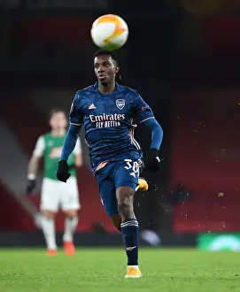 Arsenal's Eddie Nketiah in UEFA Europa League Action Against Rapid Wien (Behind Closed Doors)