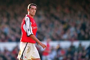 Edu Collection: Arsenal's Edu Celebrates in Arsenal Stadium After Securing a 5