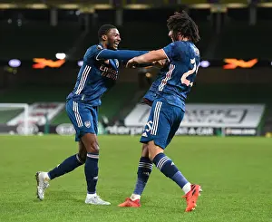 Dundalk V Arsenal 2020-21 Prints: Arsenal's Elneny and Maitland-Niles Celebrate Goals in UEFA Europa League Match Against Dundalk