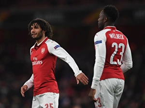 Arsenal V BATE Borisov 2017-18 Prints: Arsenal's Elneny and Welbeck in Action against BATE Borisov