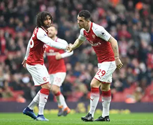 Arsenal V Southampton 2017-18 Prints: Arsenal's Elneny and Xhaka: A Force to Reckon With Against Southampton (2017-18)