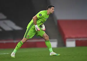 Arsenal V Leicester City 2019-20 Prints: Arsenal's Emi Martinez in Action: A Premier League Showdown against Leicester City
