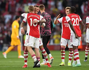 Arsenal's Emile Smith Rowe and Ben White Celebrate Victory Over Tottenham Hotspur