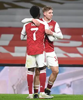 Arsenal's Emile Smith Rowe and Bukayo Saka Celebrate First Goal Against Newcastle United in FA Cup Third Round