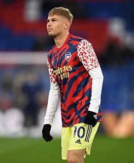 Images Dated 4th April 2022: Arsenal's Emile Smith Rowe Warming Up Ahead of Crystal Palace Clash - Premier League 2021-22