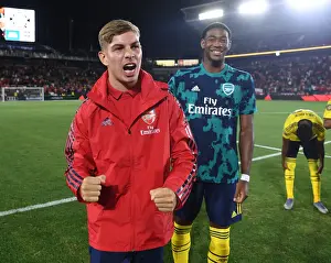 Arsenal's Emile Smith Rowe and Zech Medley Celebrate Victory over Bayern Munich