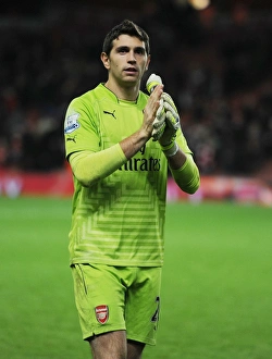 Arsenal V Southampton 2014-15 Prints: Arsenal's Emiliano Martinez Reacts After Arsenal vs