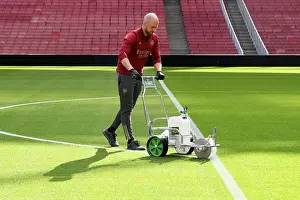 Arsenal's Emirates Stadium: Grounds Crew Prepares for Arsenal v Fulham (2023-24)