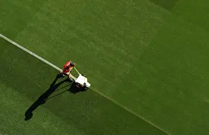 Arsenal V West Ham United 2015-16 Prints: Arsenal's Emirates Stadium: Pre-Match Pitch Preparation for Arsenal vs