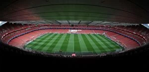 Images Dated 27th August 2014: Arsenal's Emirates Stadium: Prepared Pitch for Champions League Clash Against Besiktas (2014)