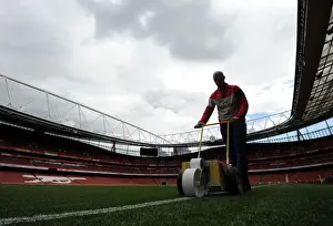 Arsenal V Sunderland 2014-15 Prints: Arsenal's Emirates Stadium: Preparing the Pitch for Arsenal v Sunderland (2015)