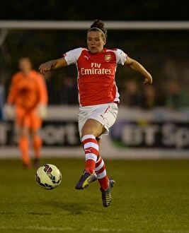 Chelsea Ladies v Arsenal Ladies 30/4/15 Collection: Arsenal's Emma Mitchell Goes Head-to-Head with Chelsea Ladies in WSL Clash