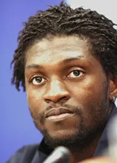 Dynamo Kiev V Arsenal 2008-09 Prints: Arsenal's Emmanuel Adebayor Pre-Match Press Conference Ahead of Battle with Dynamo Kiev in UEFA Champions League