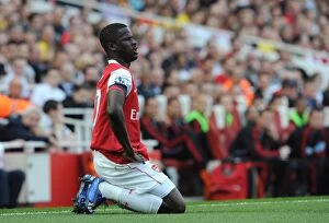 Images Dated 17th April 2011: Arsenal's Emmanuel Eboue in Action Against Liverpool at the Emirates Stadium