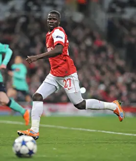Arsenal V Barcelona 2010-11 Prints: Arsenal's Emmanuel Eboue Celebrates Goal Against Barcelona in UEFA Champions League