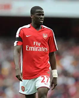 Arsenal V Athletico Madrid 2009-10 Prints: Arsenal's Emmanuel Eboue Celebrates Win Against Athletico Madrid, Emirates Cup 2009