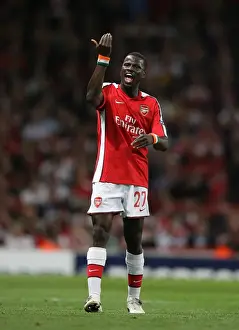 Arsenal V Olympiacos 2009-10 Prints: Arsenal's Emmanuel Eboue Scores in UEFA Champions League: Arsenal 2-0 Olympiacos
