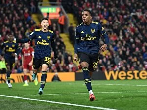 Images Dated 31st October 2019: Arsenal's Epic 5-5 Draw: Joe Willock's Hat-Trick at Anfield - Carabao Cup 2019-20