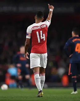 Arsenal V Valencia 2018-19 Prints: Arsenal's Europa League Semi-Final Thriller: Aubameyang's Hat-Trick vs Valencia