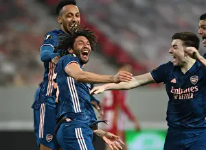 Olympiacos V Arsenal 2020-21 Prints: Arsenal's Europa League Triumph: Elneny Scores Historic Third Goal in Empty Karaiskakis Stadium