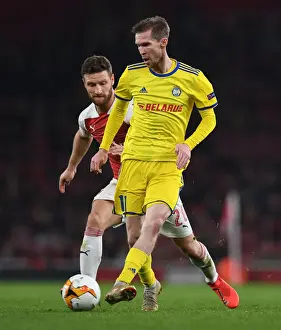 Arsenal V BATE Borisov 2018-19 Prints: Arsenal's Europa League Triumph: Mustafi Shuts Down Hleb's Threat