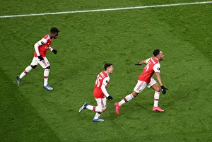 Arsenal V Olympiacos 2019-20 Prints: Arsenal's Europa League Victory: Aubameyang's Goal Secures Triumph over Olympiacos