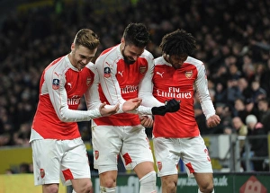 15/16 Hull City V Arsenal FA Cup Prints: Arsenal's FA Cup Triumph: Giroud, Chambers, Elneny Celebrate Goal vs Hull City