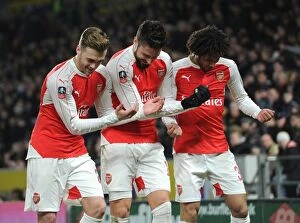 Images Dated 8th March 2016: Arsenal's FA Cup Triumph: Giroud, Chambers, and Elneny Celebrate Goal Against Hull City (15/16)
