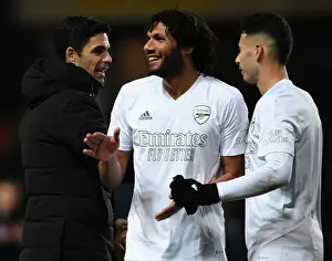 Oxford United V Arsenal - FA Cup 2023 Prints: Arsenal's FA Cup Victory: Arteta Celebrates with Elneny and Martinelli