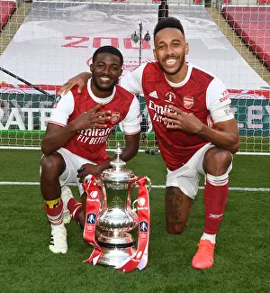 Arsenal V Chelsea FA Cup Final 2020 Prints: Arsenal's Empty FA Cup Victory: Maitland-Niles and Aubameyang Celebrate at Deserted Wembley (2020)