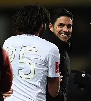 Oxford United V Arsenal - FA Cup 2023 Prints: Arsenal's FA Cup Victory: Mikel Arteta Celebrates with Mo Elneny after Oxford United Match