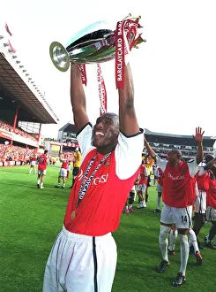 Arsenal's FA Premiership Victory: Sol Campbell's Euphoric Celebration vs. Everton at Highbury (4:3), May 2002