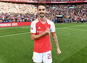 Arsenal V Manchester City - Community Shield 2023-24 Prints: Arsenal's Fabio Vieira Celebrates at 2023-24 FA Community Shield: Arsenal vs