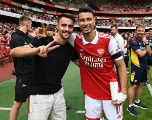 Arsenal's Fabio Vieira and Gabriel Martinelli Celebrate Post-Match at Emirates Cup 2022