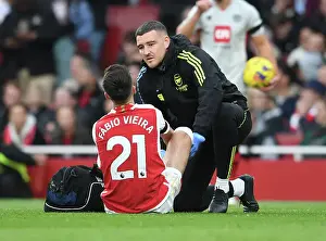 Arsenal's Fabio Vieira Receives Treatment: Arsenal FC vs Sheffield United, 2023-24 Premier League