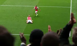 Arsenal V Sunderland 2011-12 Prints: Arsenal's First Goal: Robin van Persie and Theo Walcott Celebrate against Sunderland in the Premier League
