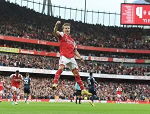 Arsenal v Nottingham Forest 2022-23 Collection: Arsenal's Five-Goal Blitz: Martin Odegaard Celebrates Against Nottingham Forest (2022-23)